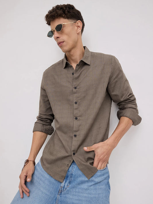 Bronze Olive Jacquard Weave Shirt