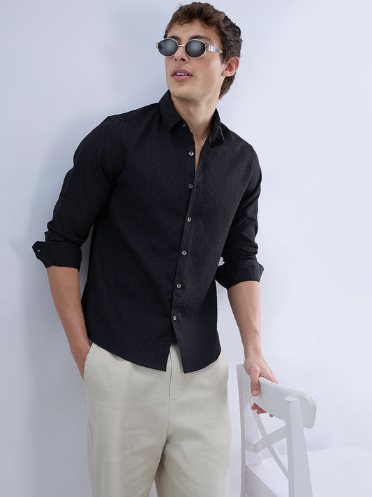 Imperial Jade Black Textured Shirt