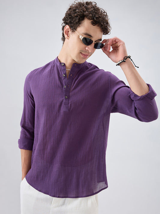 Sheer Luxury Purple Linear Crepe Kurta