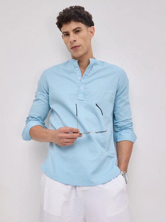 Sky Blue Basket Weave Kurta