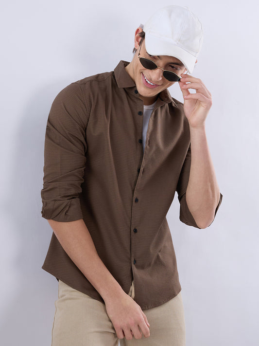 Sepia Brown Textured Shirt