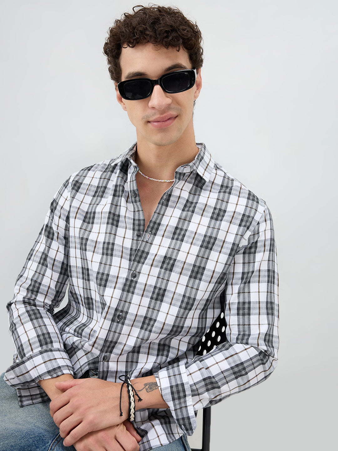Black & White Bold Frame Checks Shirt