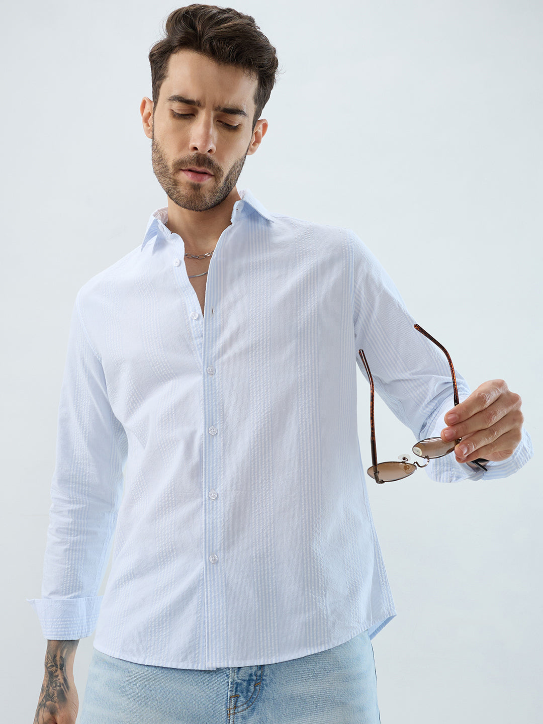 Pearl Weave Classic White Seersucker Shirt