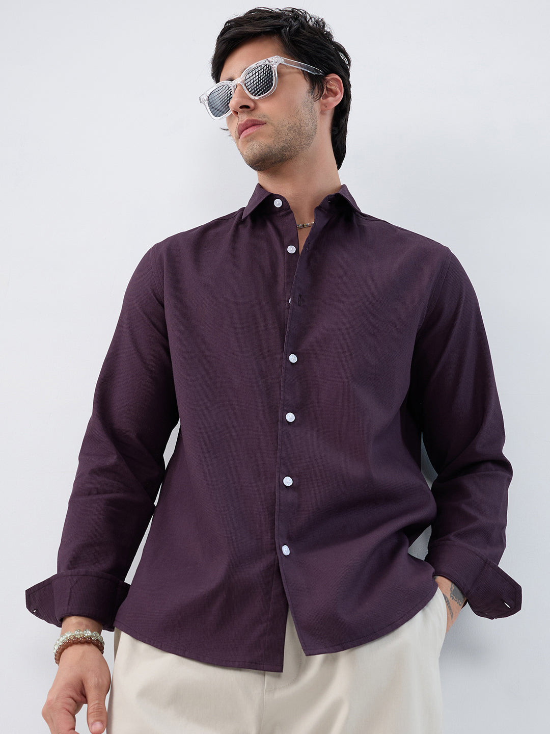 Refined Resin Purple Textured Shirt