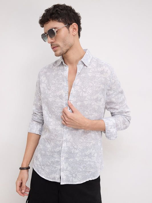 Grey Sketch Botanical Art Shirt