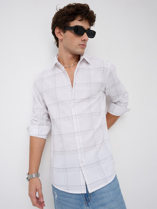 Whiteframe Contrast Chalkline Checked Shirt