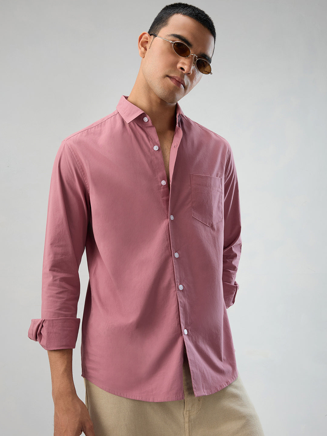 Plush Rouge Pink Peach Finish Poplin Shirt