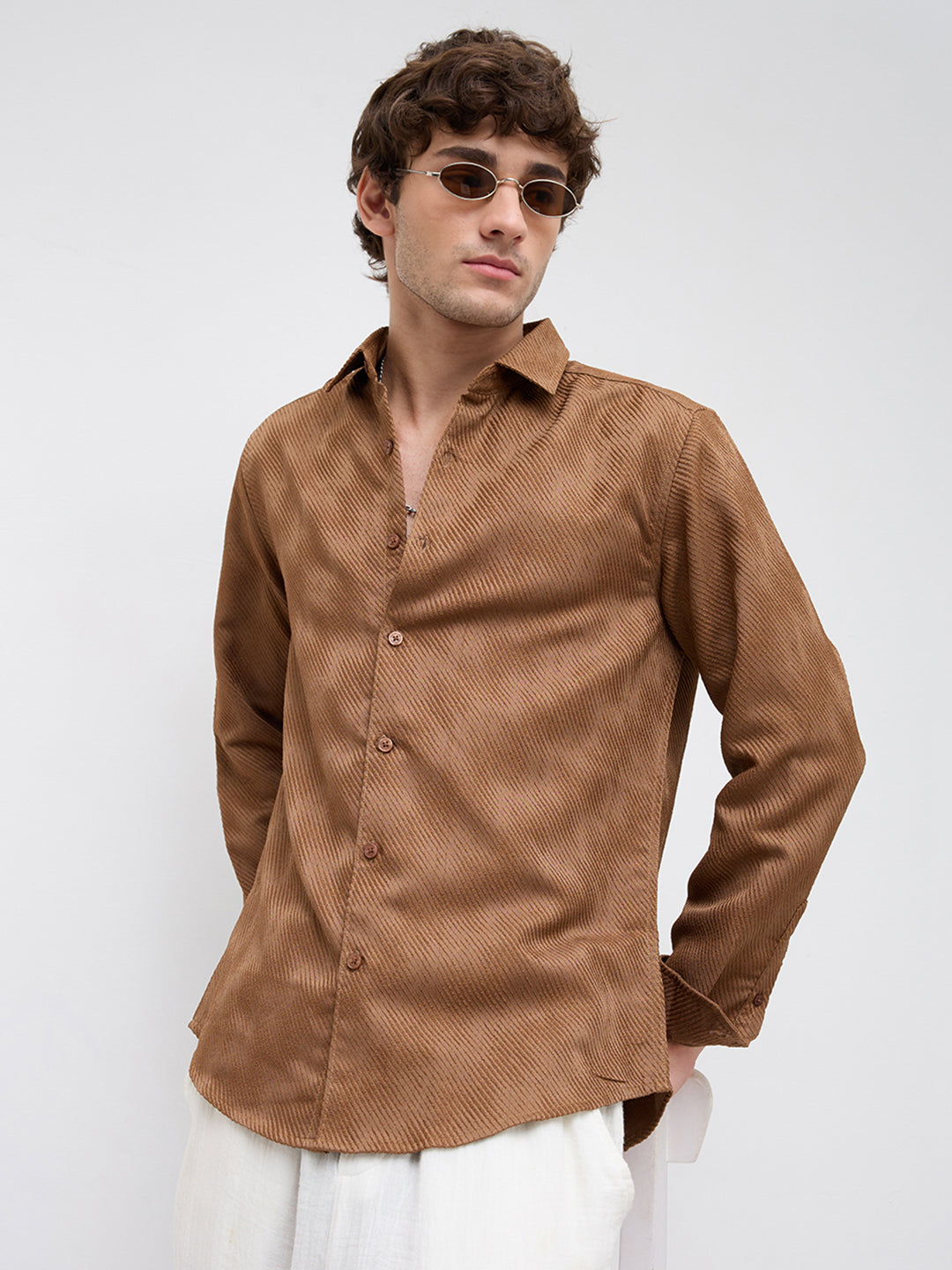 Desert Dune Diagonal Twill Textured Statement Shirt