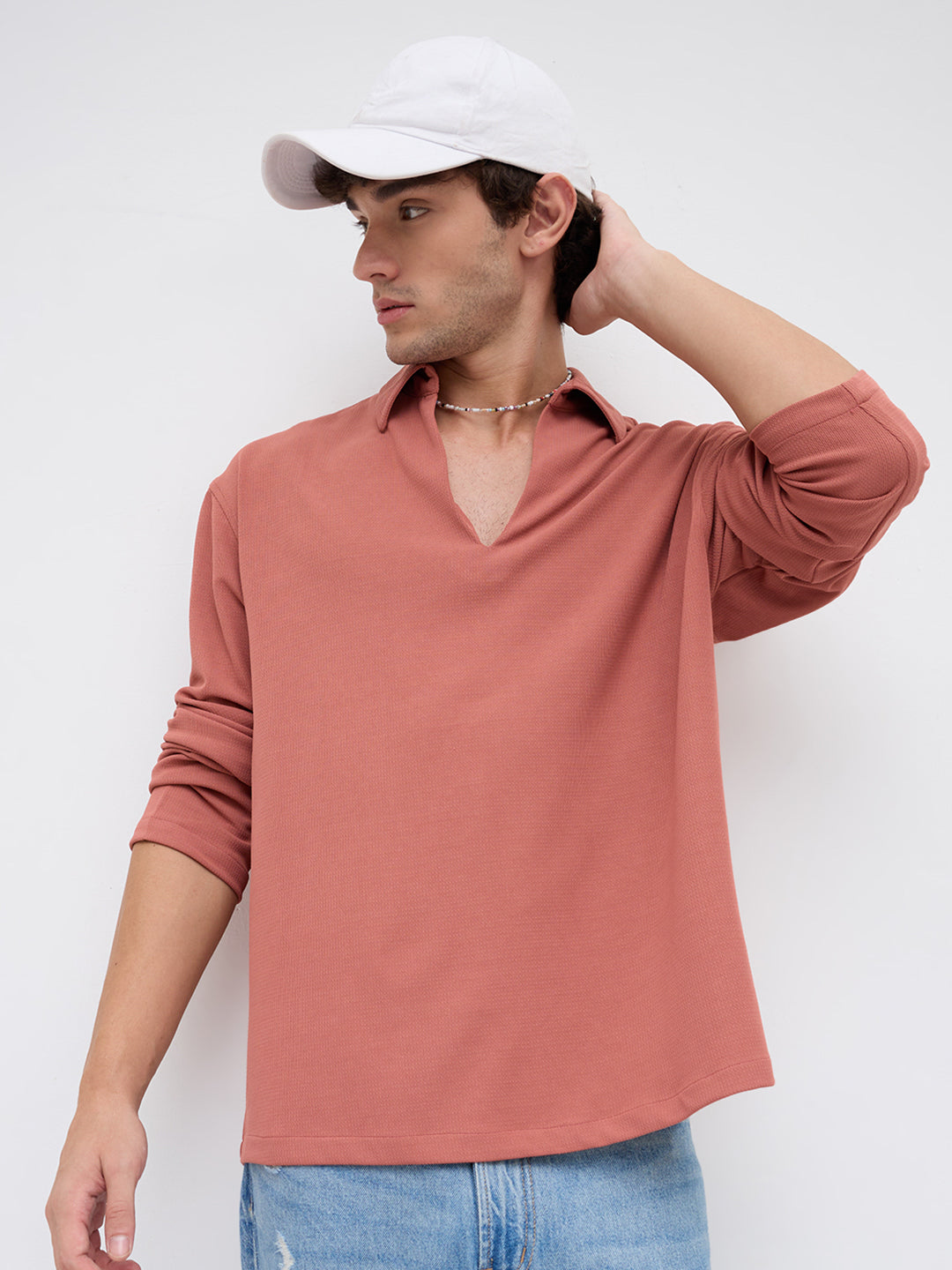 Rustique Ridge Oversized Knitted Polo Shirt