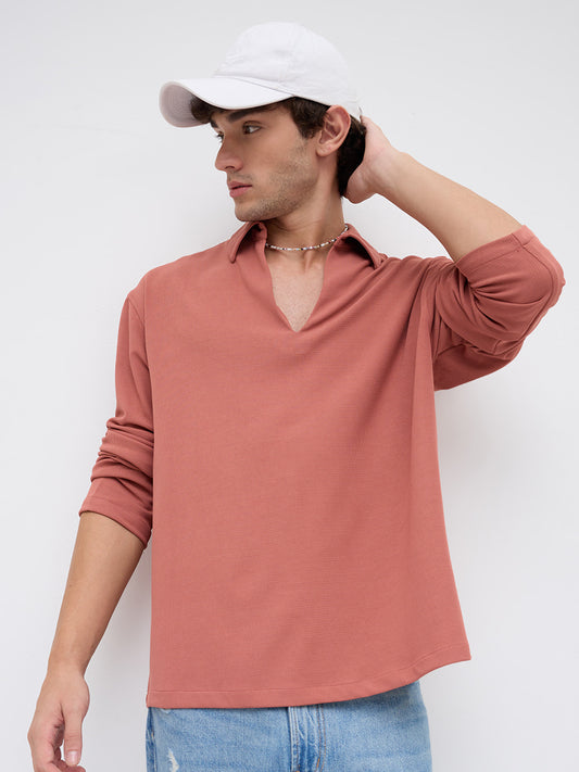Rustique Ridge Oversized Knitted Polo Shirt