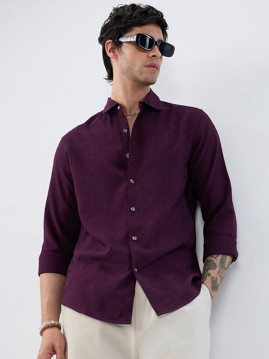 Wine Minimal Textured Everyday Shirt