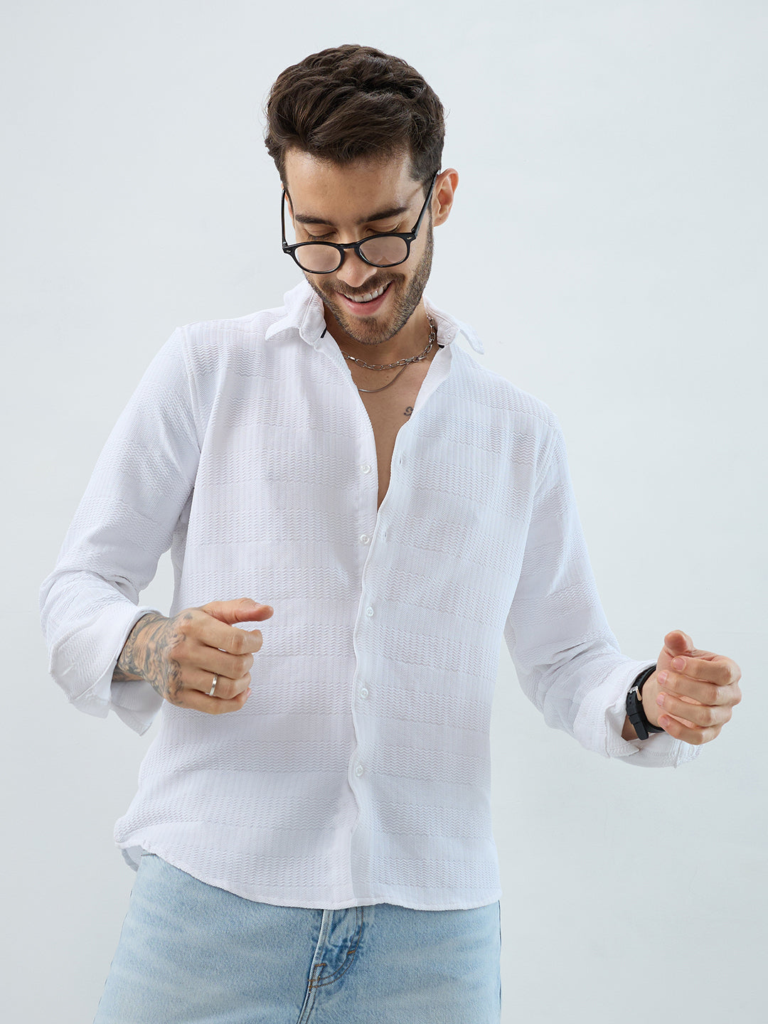 Snowfall Cascade Wavy Textured Shirt