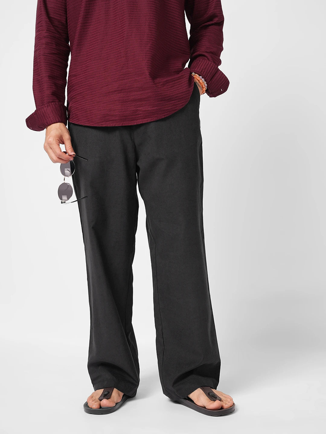 Timeless Charcoal Black Suede Straight Fit Trousers