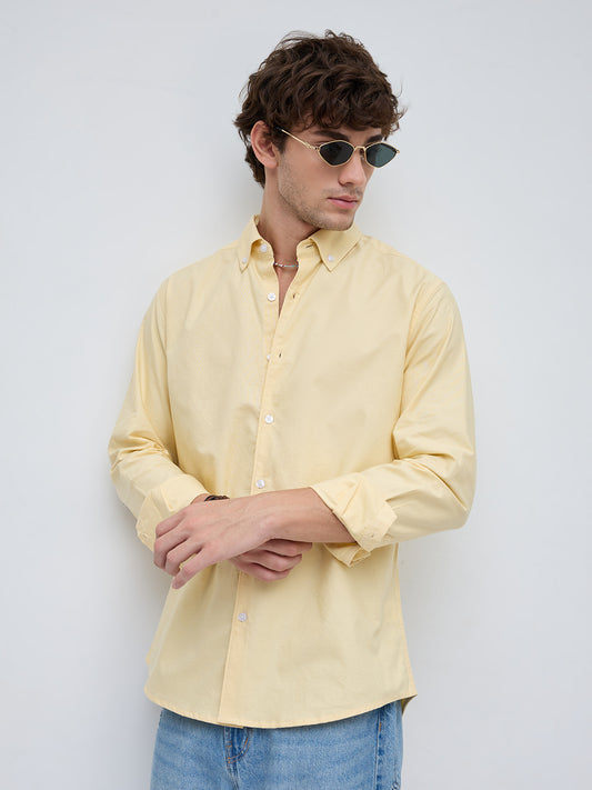 Butter Yellow Oxford Button-Down Collar Business Shirt