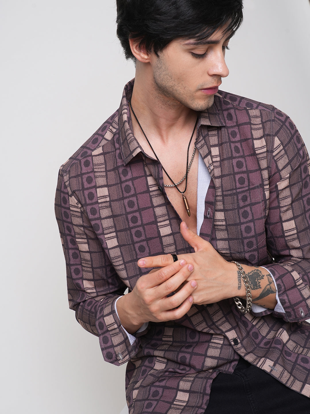 Multicolor Abstract Printed Creased Shirt
