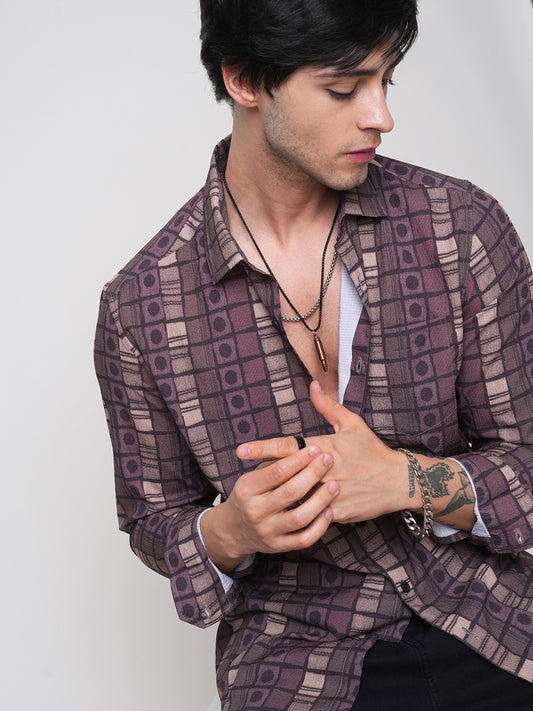 Multicolor Abstract Printed Creased Shirt