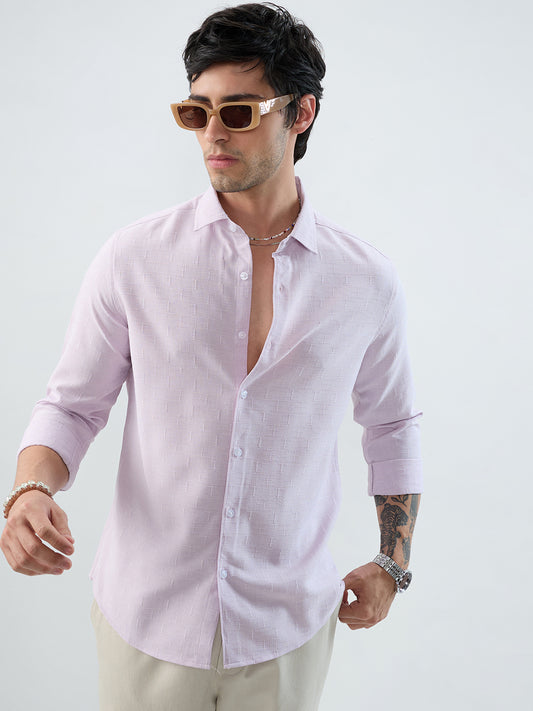 Lavender Intricate Textured Weave Everyday Shirt