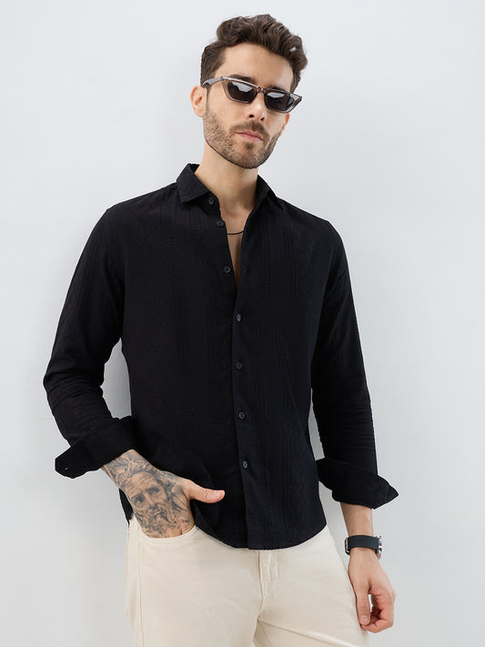 Onyx Black Refined Embroidered Shirt