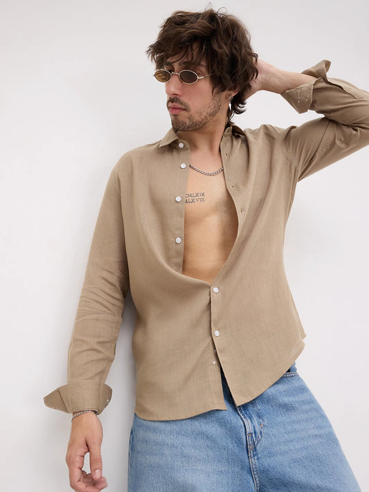 Warm Khaki Fine Textured Shirt
