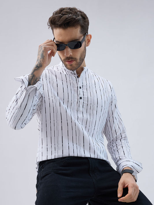 Crisp Canvas Contrast Striped Kurta