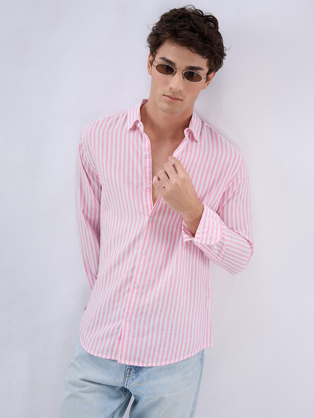 Pink Candy Striped Vacation Shirt