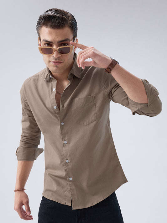 Classic Khaki Slub Weave Everyday Shirt