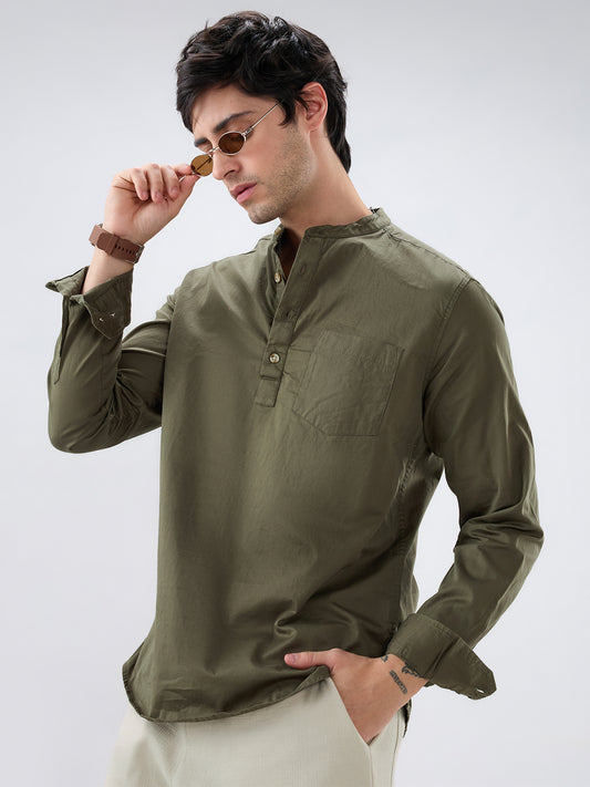 Elegant Olive Poplin Kurta