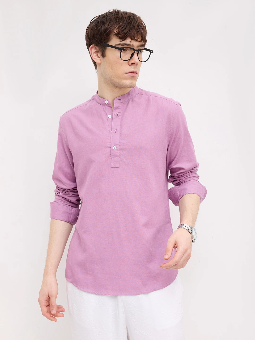 Rich Lilac Linen Blend Kurta