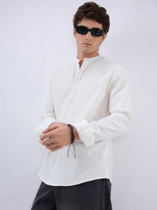 Classic Cloud White Textured Kurta