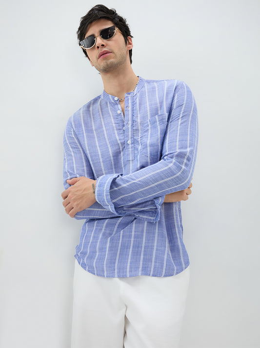 Steel Blue Striped Kurta