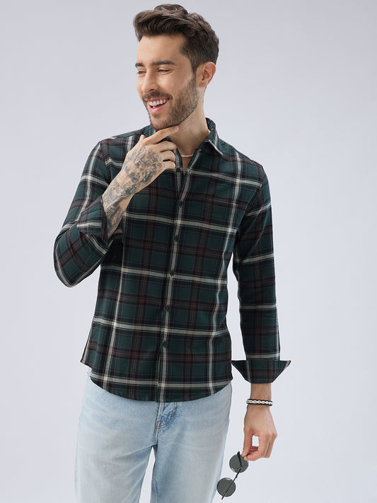 Premium Cotton Vintage Emerald Green Plaid Checks Shirt