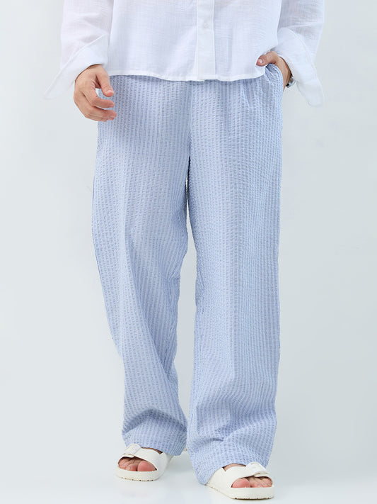 Multi-Tone Vertical Striped Straight-Fit Trousers