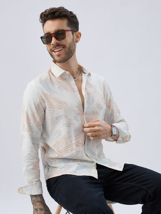 Tropical Escape Off-White Printed Shirt