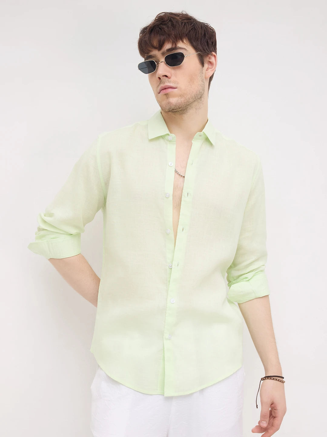 Sheer Pastel Tea Green Lyocell Shirt