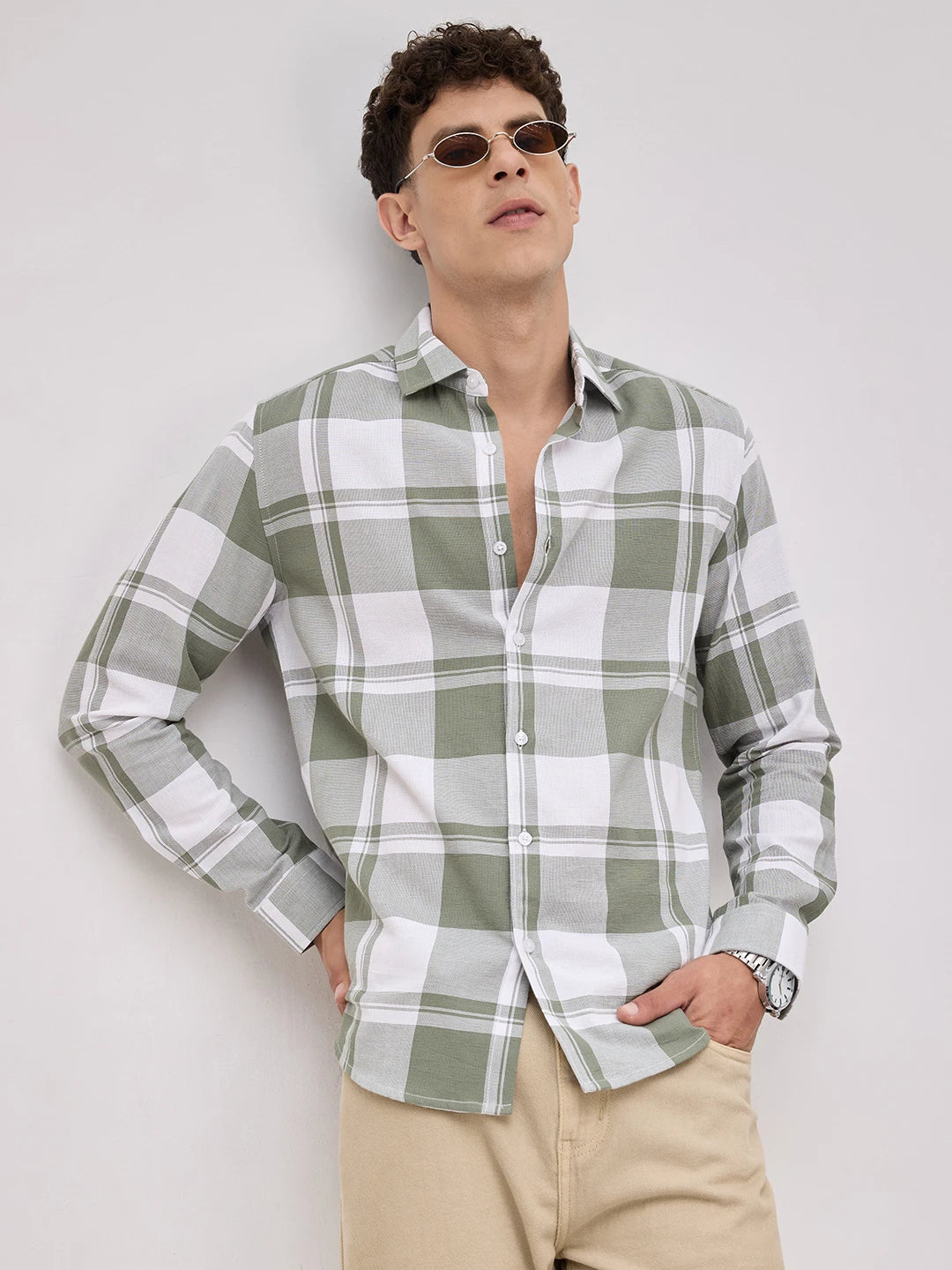 Classic Jade Green & White Plaid Checks Shirt