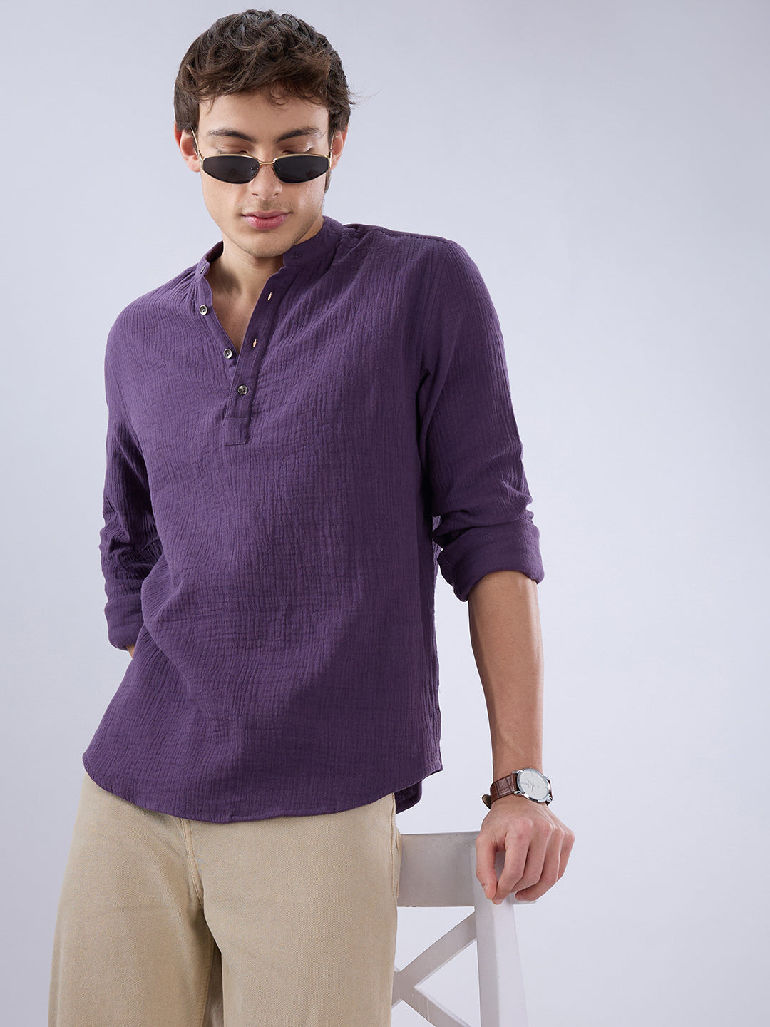 Kalamata Purple Double Cloth Kurta