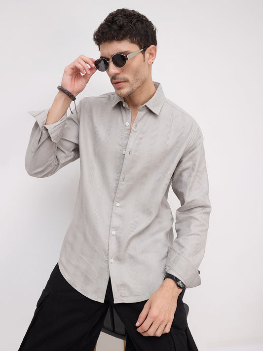 Grey Haze Waffle Grid Weave Shirt