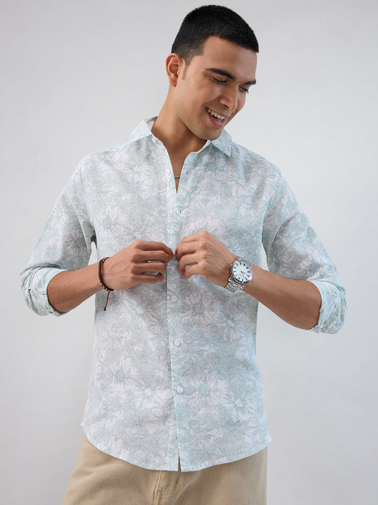 Pastel Green Floral Bloom Shirt