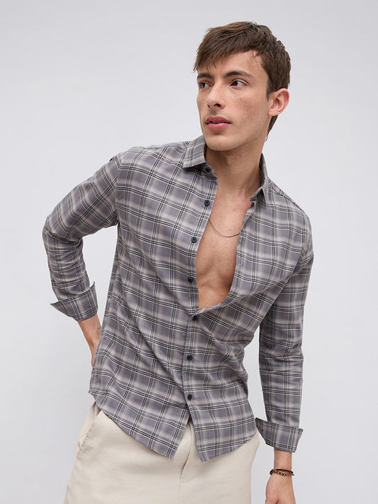 Smokey Ashline Monochrome Vibe Checked Shirt
