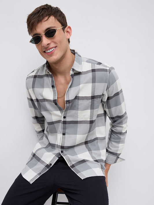 Moonmist Grey Statement Check Shirt