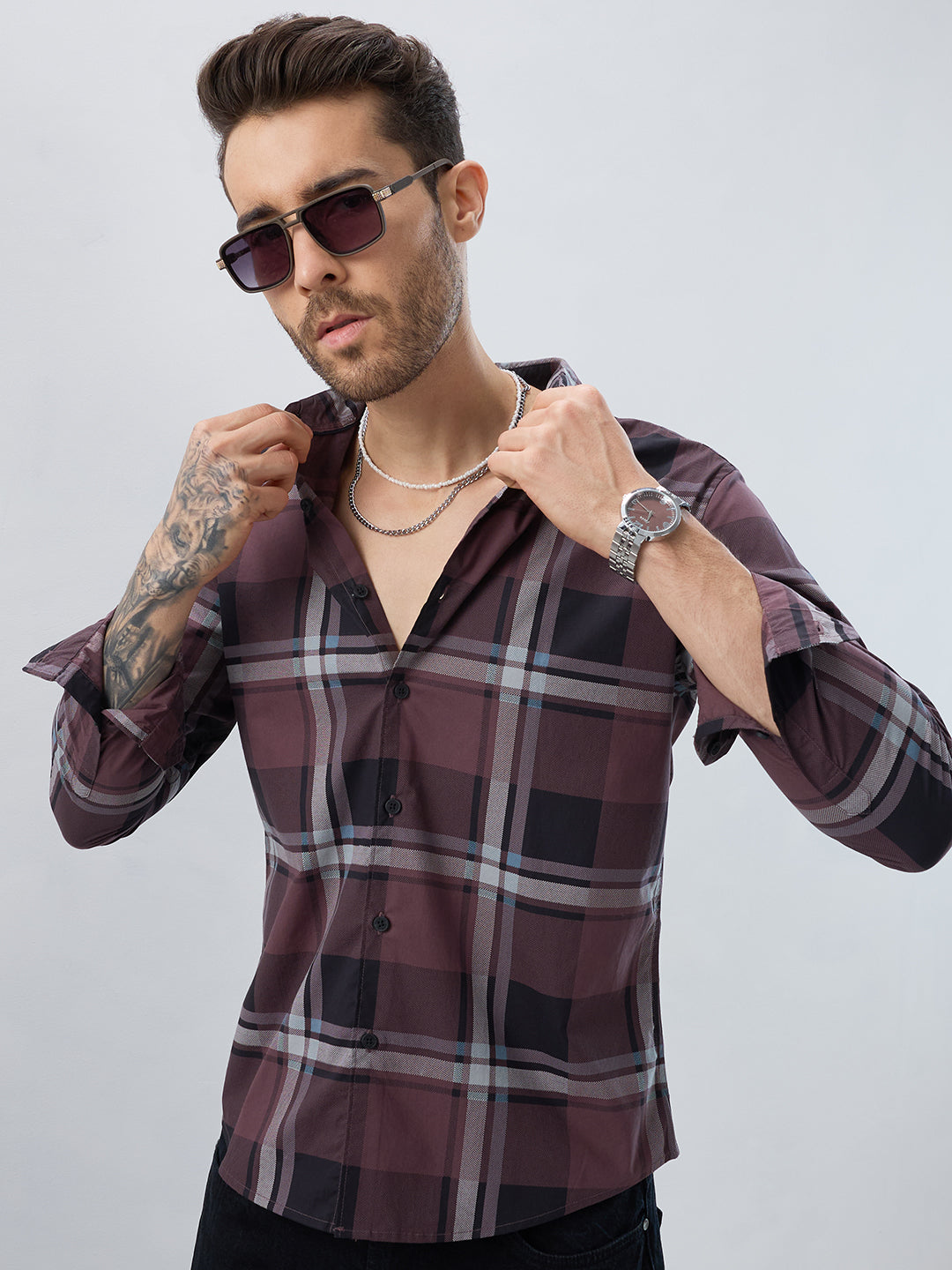 Pecan Brown Checkered Shirt
