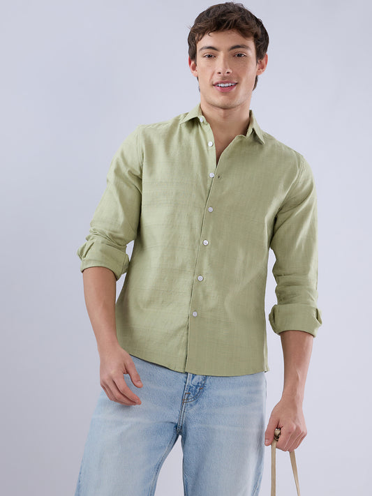 Celadon Green Textured Weave Shirt