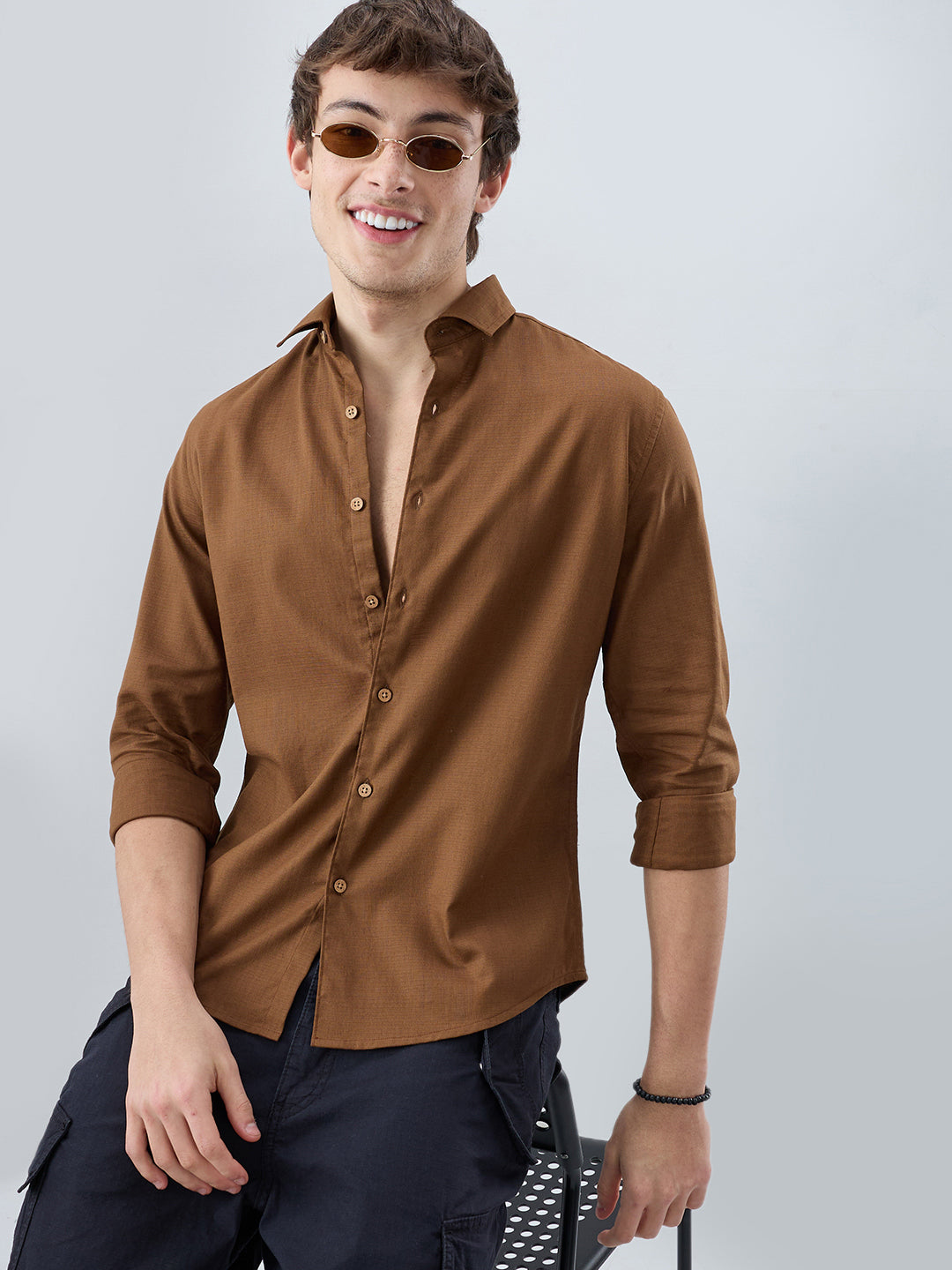 Deep Brown Dense Weave Shirt