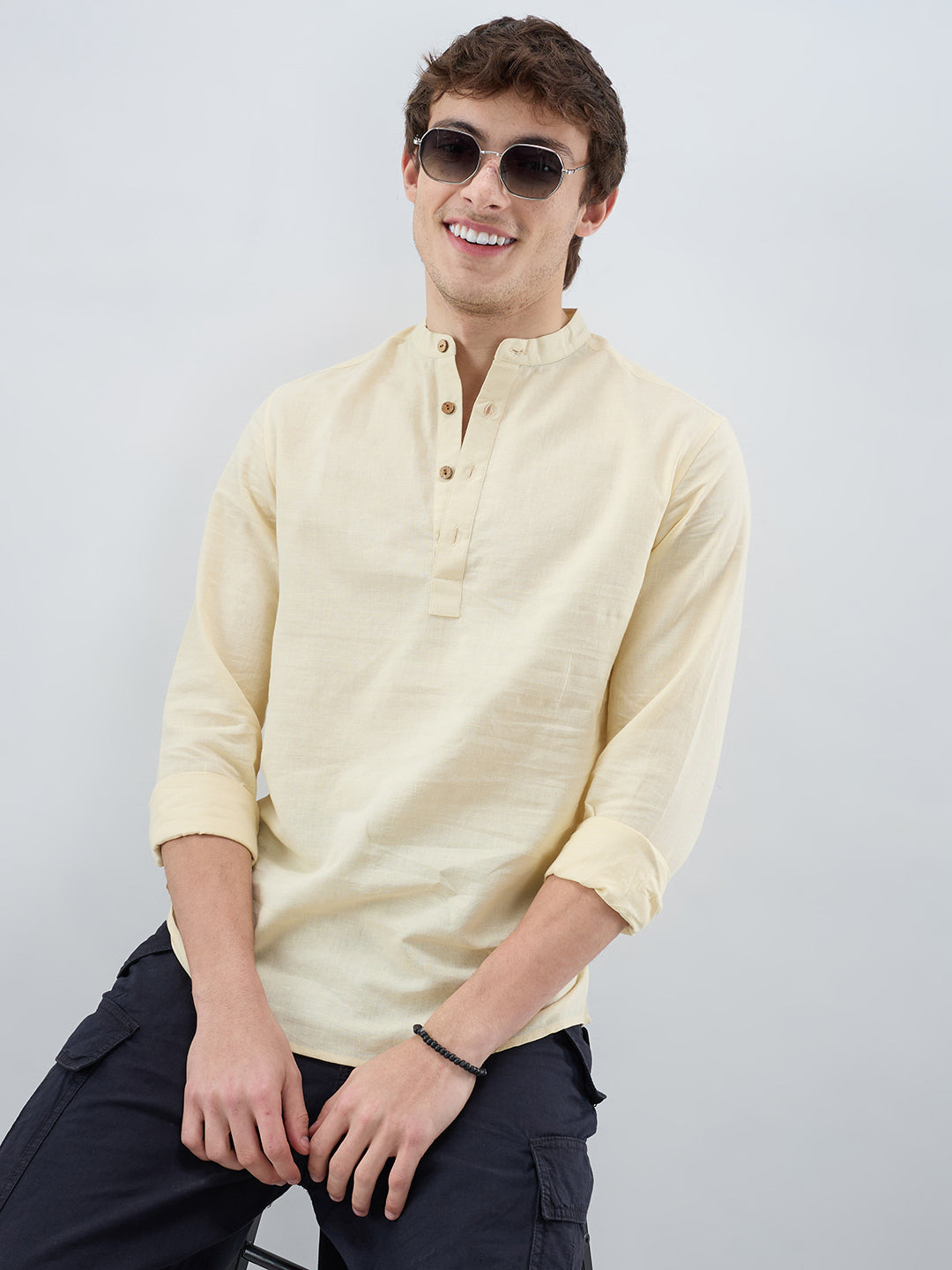 Premium Butter Yellow Linen Blend Kurta