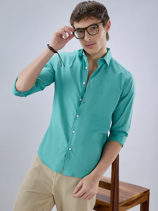 Pine Green Slub Textured Everyday Shirt