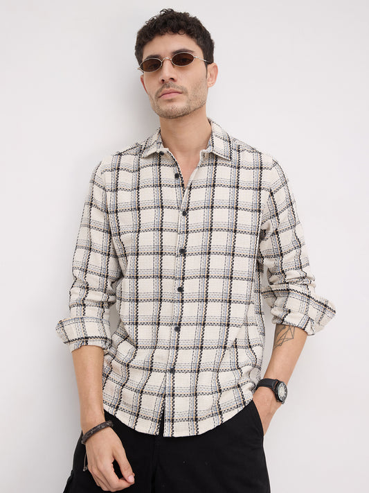 Rustic Crosshatch Plaid Checks Statement Shirt