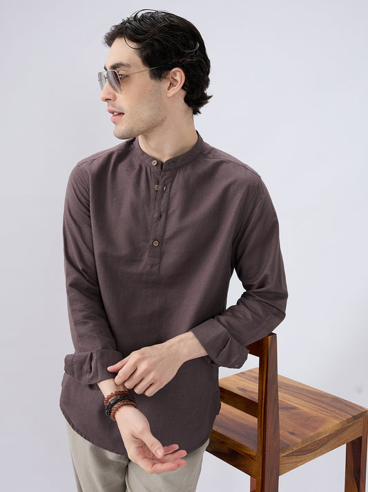 Deep Brown Everyday Linen Kurta