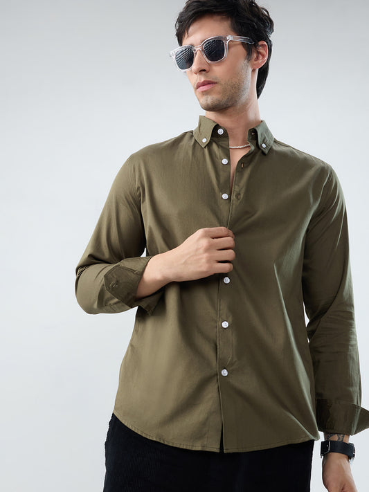Wild Olive Button-Down Collar Shirt