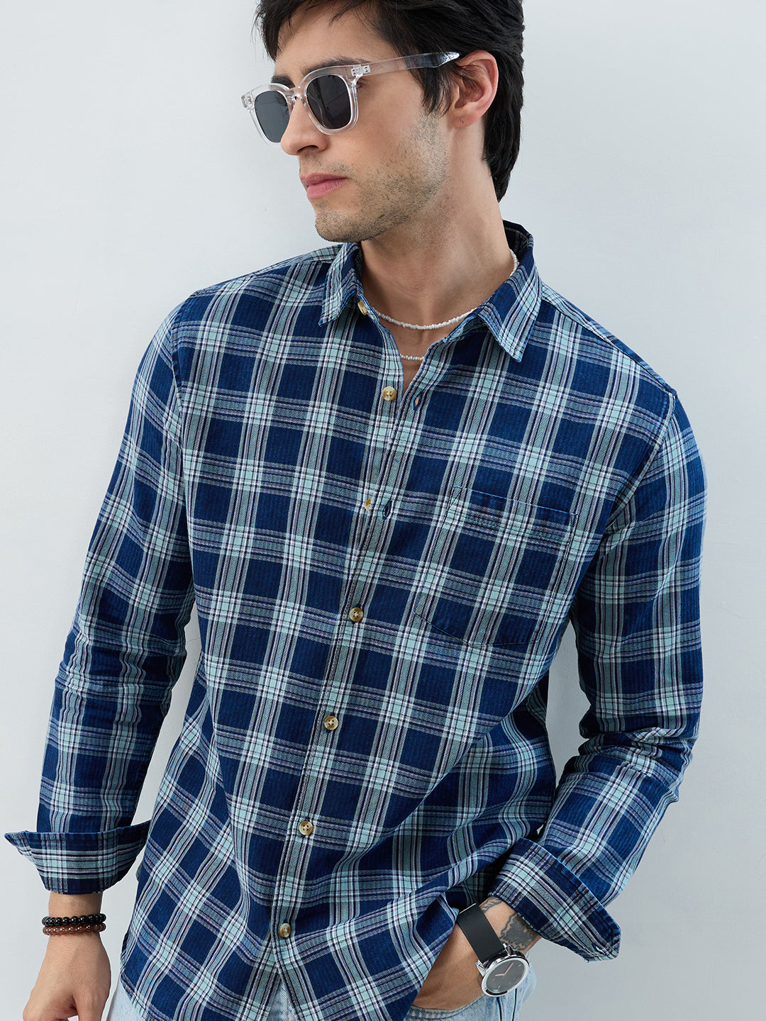 Timeless Denim Blue Box Checks Shirt