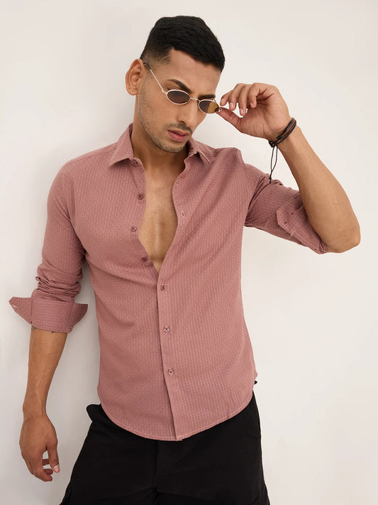 Rouge Pink Interlock Textured Shirt